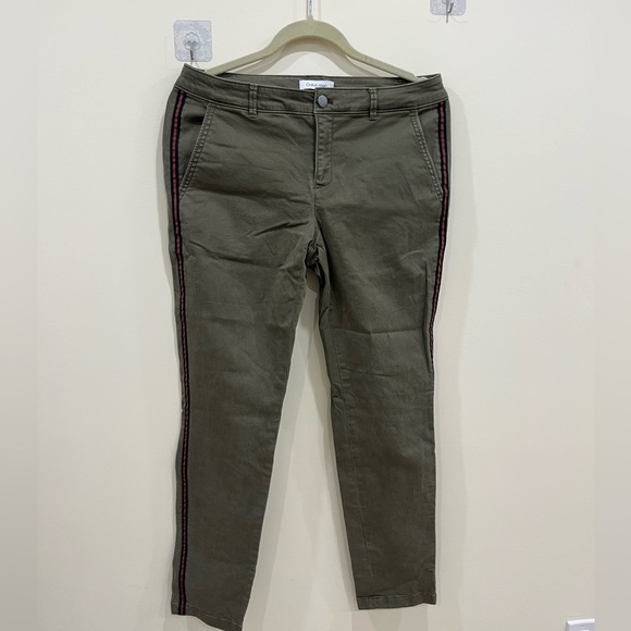 Calvin Klein Olive Chinos with Side Stripes - Picture 2 of 8